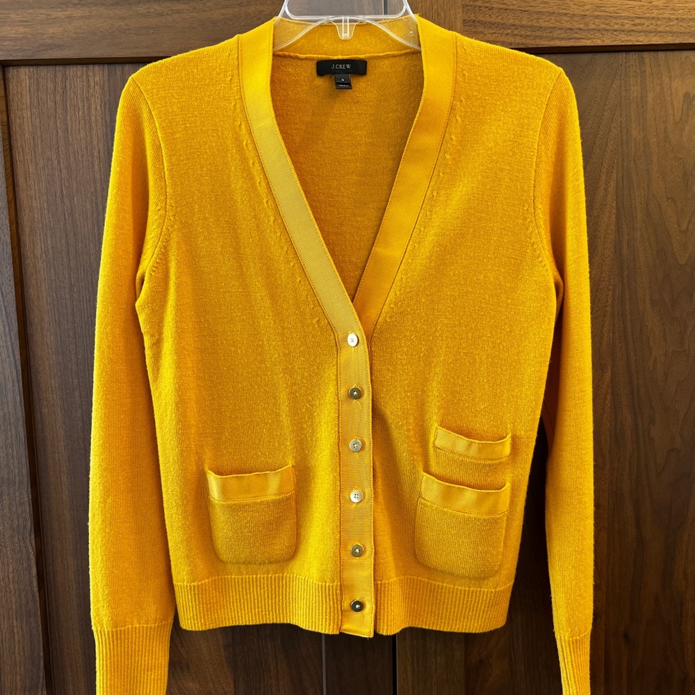 J Crew Womens Yellow Button-Front Cardigan Sweater Size Small - Picture 3 of 8